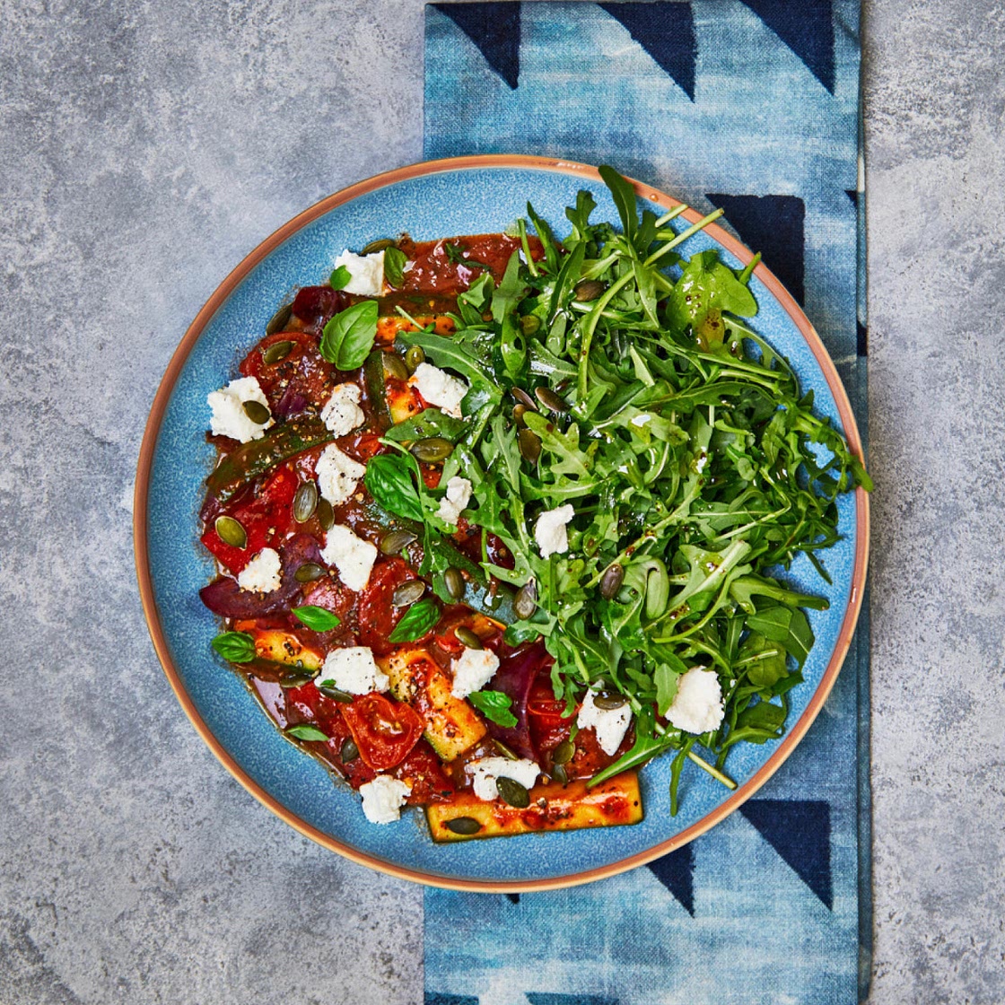Chunky Mixed Veg Stew With Goats’ Cheese