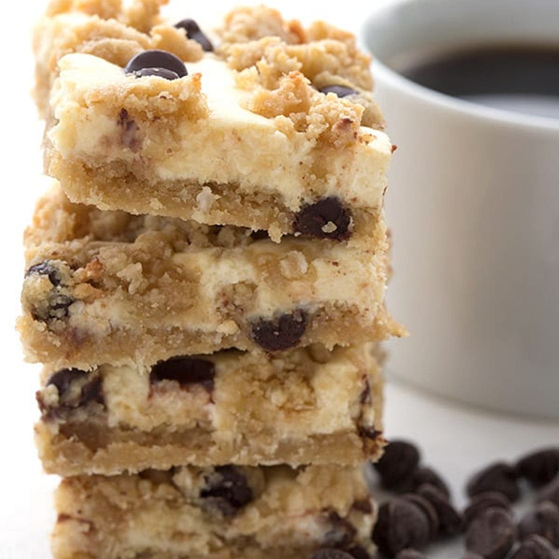 Keto Chocolate Chip Cookie Cheesecake Bars