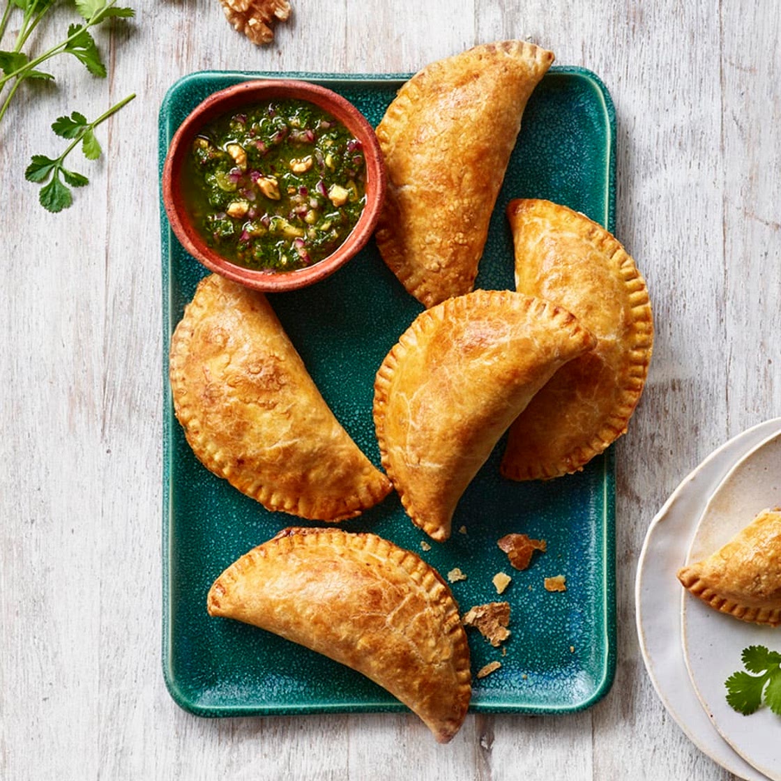 Picadillo-Style California Walnut Meat Empanadas with Chimichurri