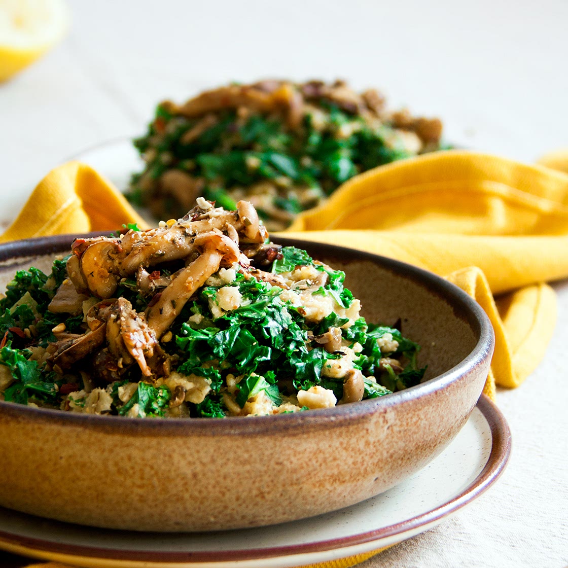 Snelle haverrisotto met paddenstoelen en boerenkool (vegan, whole foods, olievrij) — Wildgroei