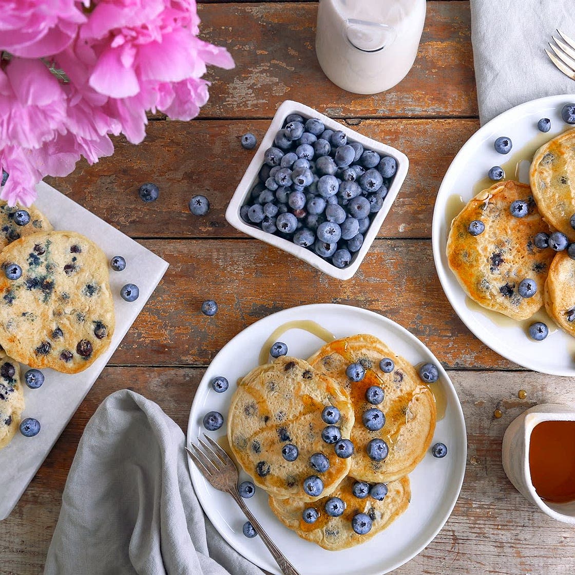 Lemon ricotta blueberry pancakes