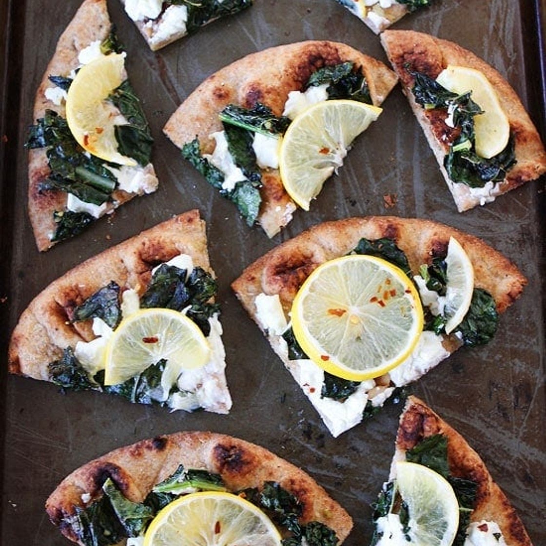 Kale, Lemon and Goat Cheese Flatbread