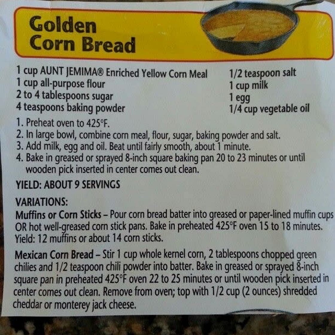 Aunt Jemima’s Golden Corn Bread