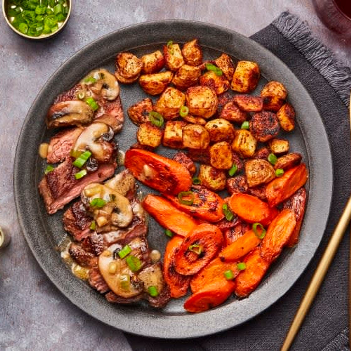 HF - Steak with Mushroom Cream Sauce plus Roasted Potatoes & Carrots