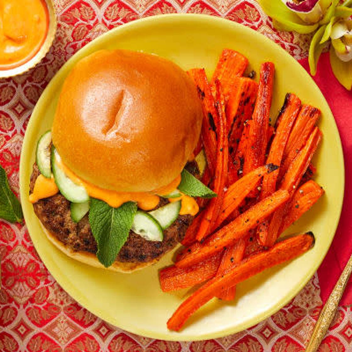 HF - Bánh MÌ Burgers with Vietnamese-Style Lemongrass Pork and Sriracha Mayo