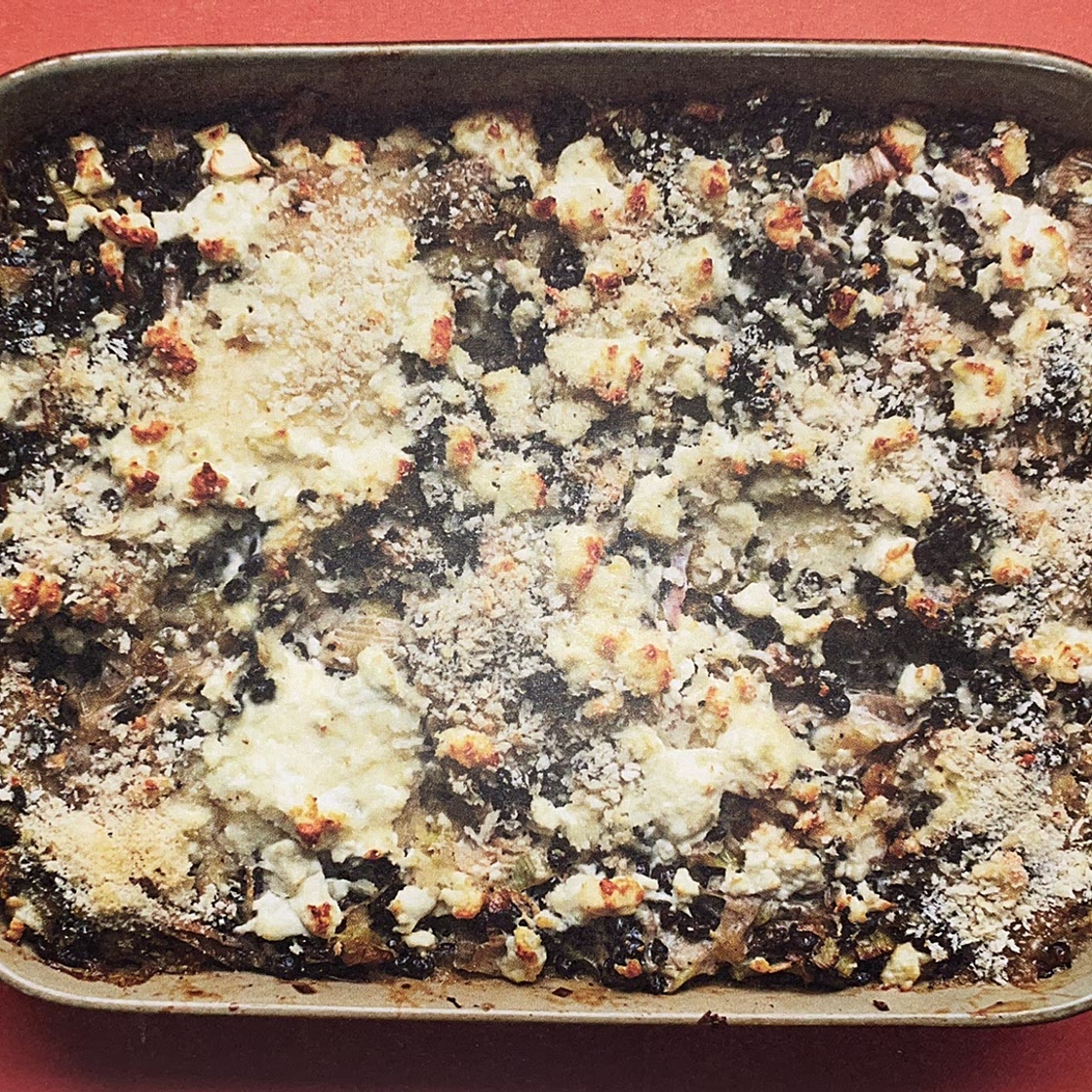 PREI-LINZENGRATIN MET EEN KNAPPERIG FETALAAGJE