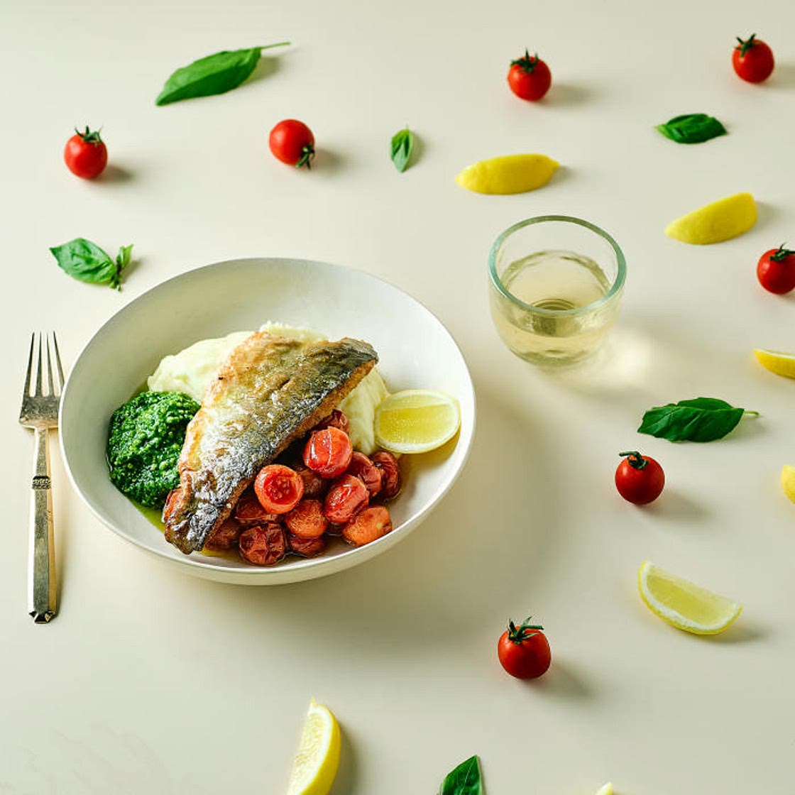 G - Basa With Lemon Mash & Pesto