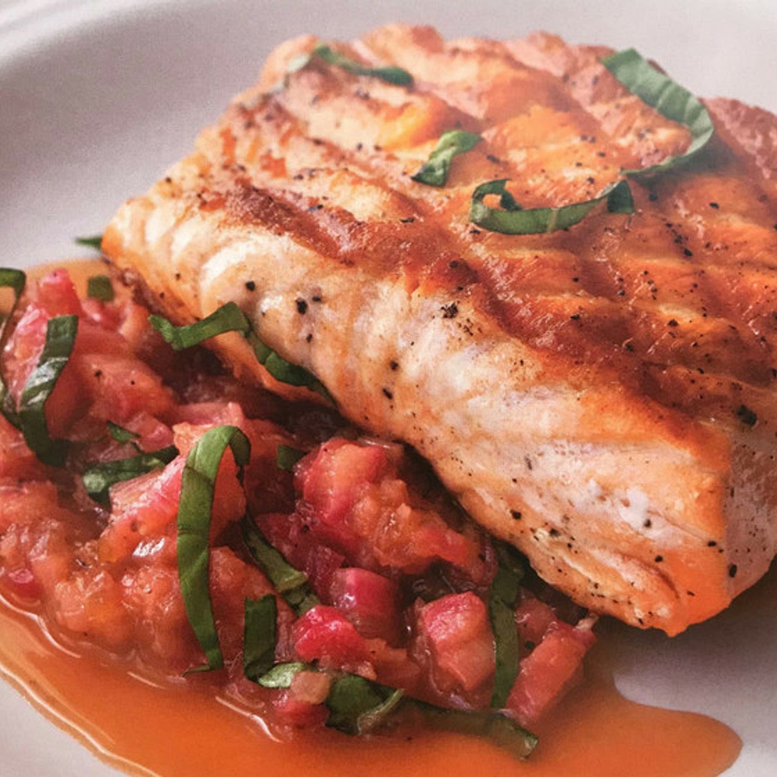 Salmon with Savory Rhubarb Sauce - Ellie Krieger
