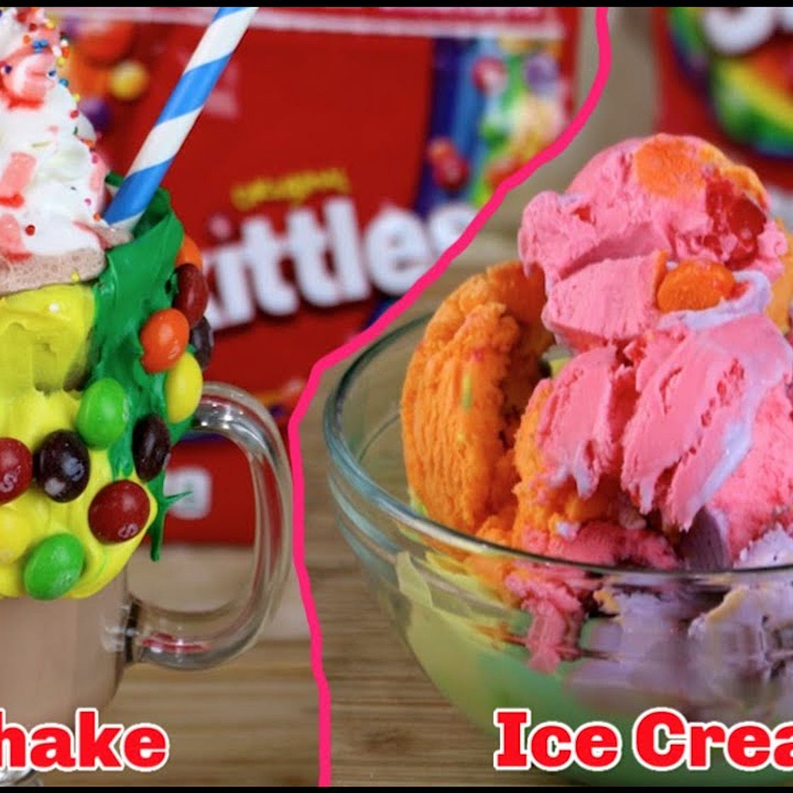 Homemade Skittles Ice Cream & Milkshake