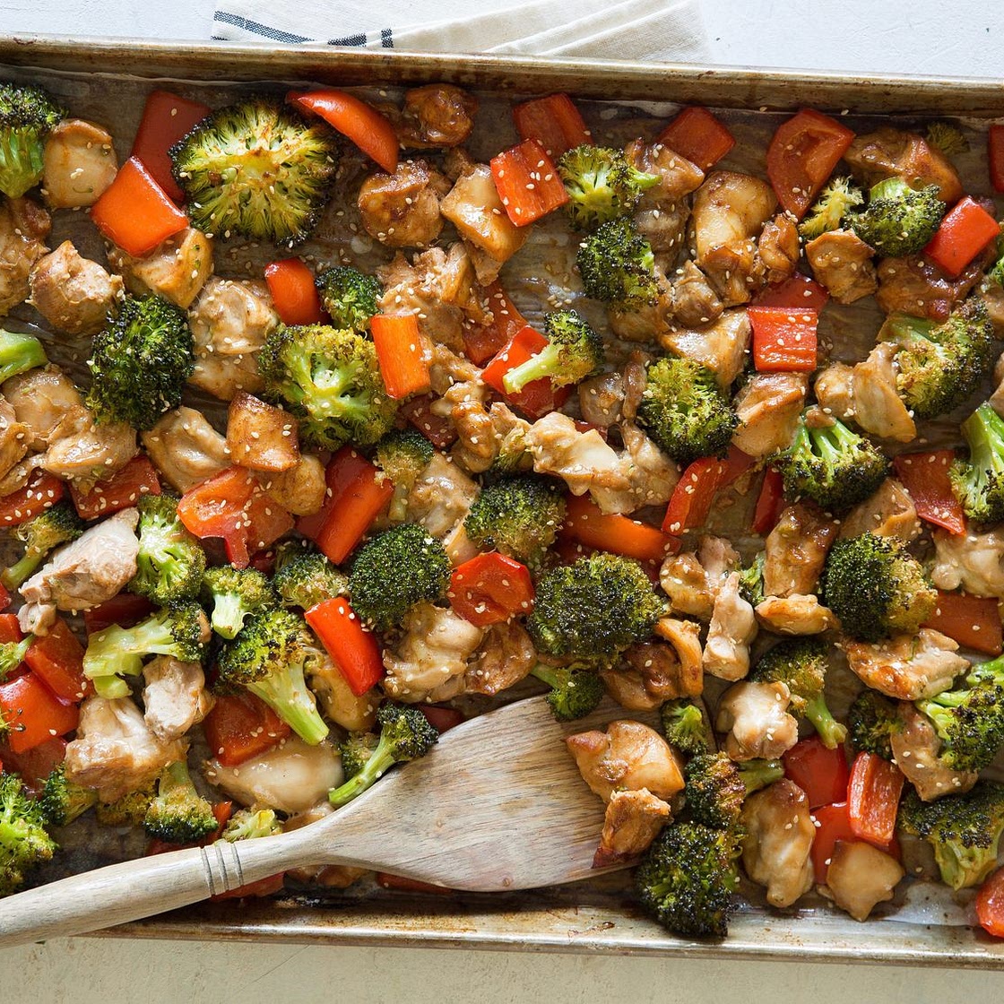 Sheet Pan Sesame Chicken and Broccoli