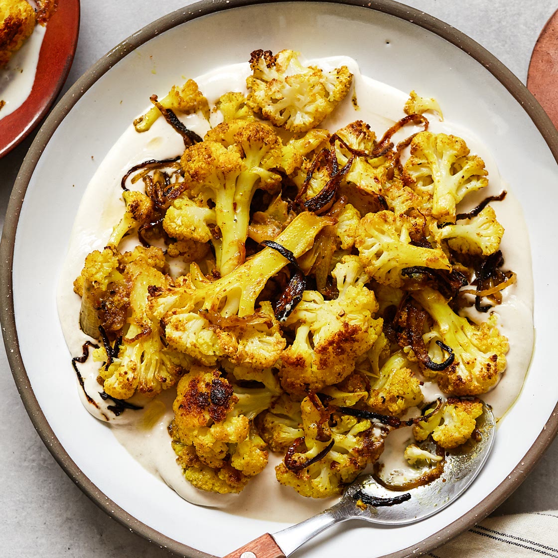 Roasted Curried Cauliflower with Tahini Sauce - Whole30, Paleo