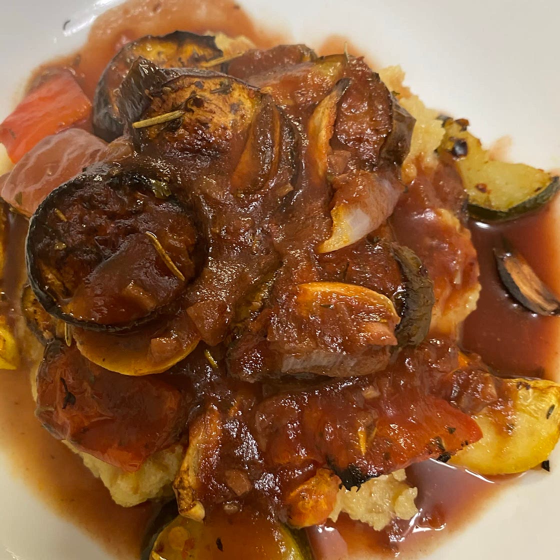 Ratatouille Roasted Vegetables over Vegan Polenta