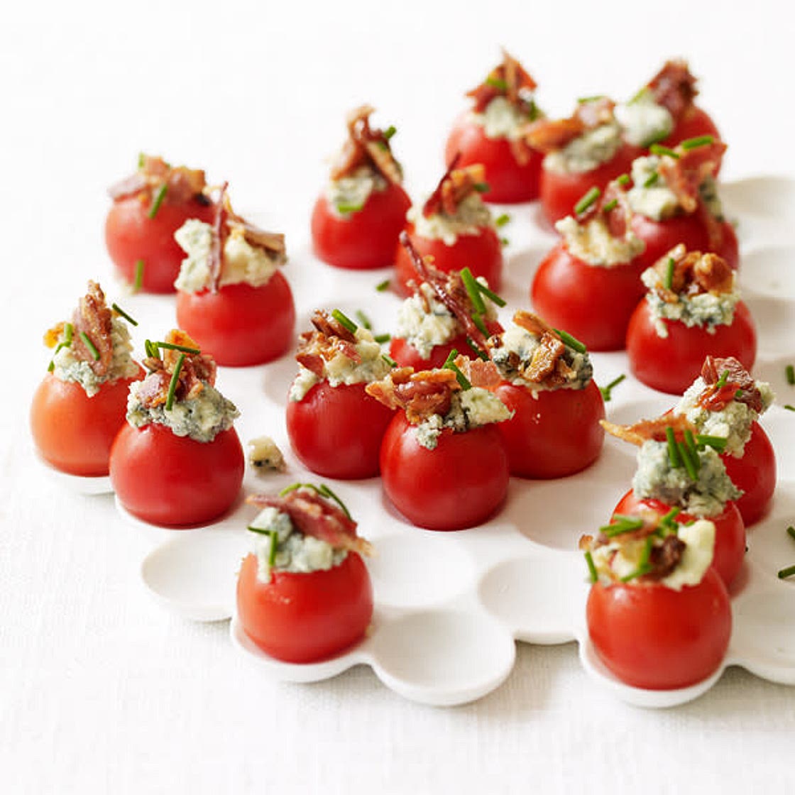 Cherry Tomatoes Stuffed with Blue Cheese and Bacon😋😋😋