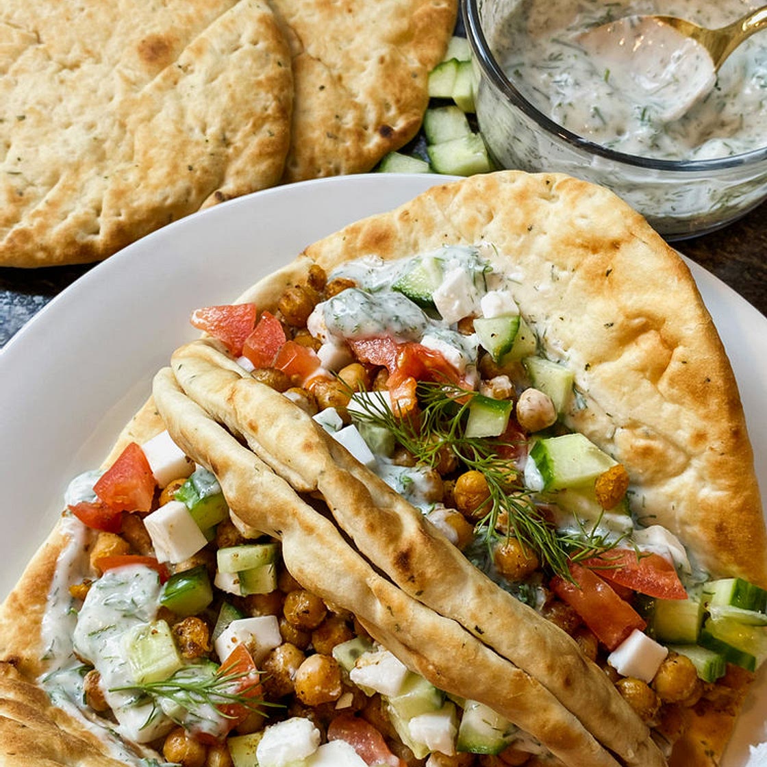 Chickpea Gyros with Dill Sauce