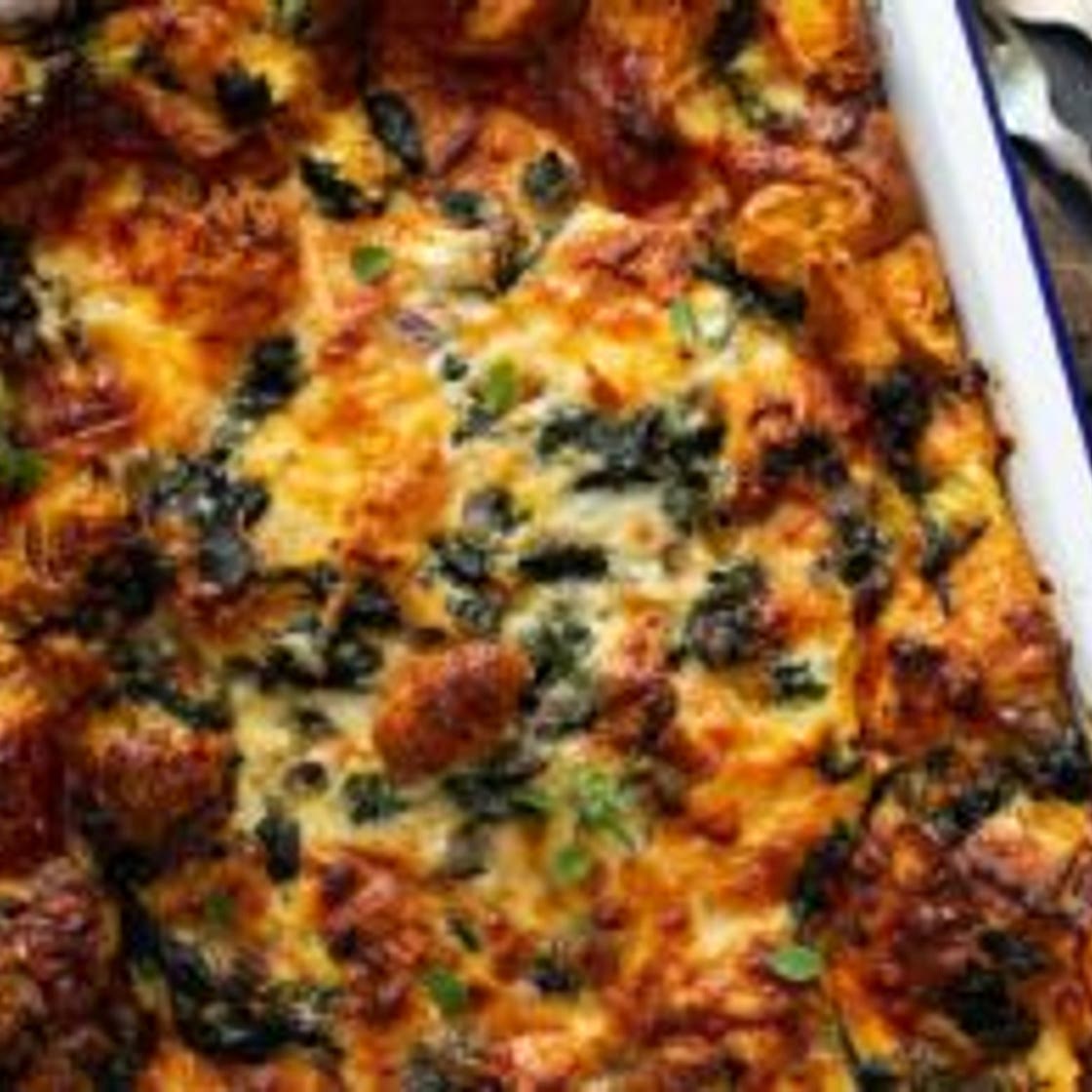 Spinach and Cheese Croissant Strata