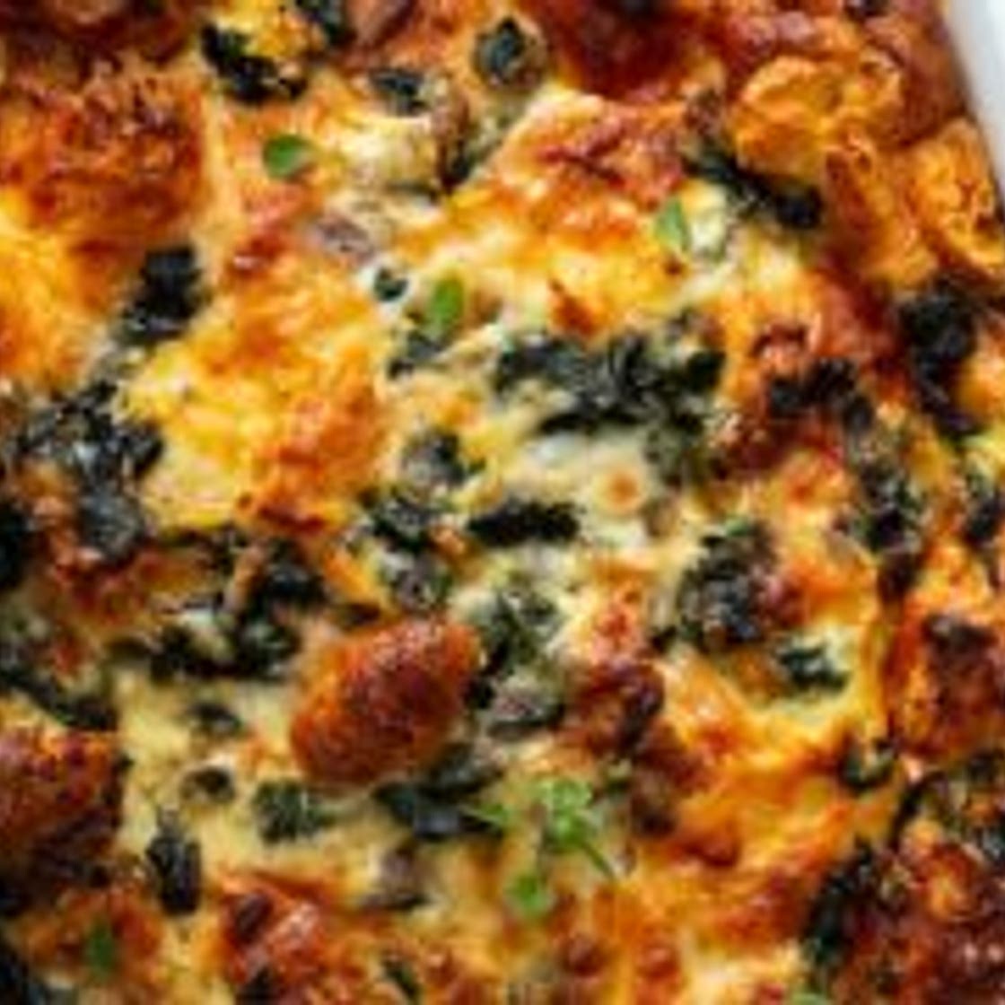 Spinach and Cheese Croissant Strata