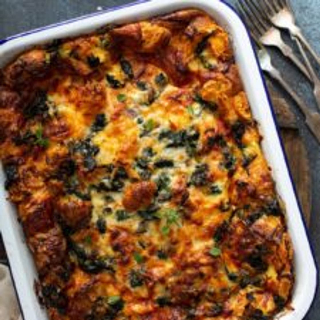 Spinach and Cheese Croissant Strata