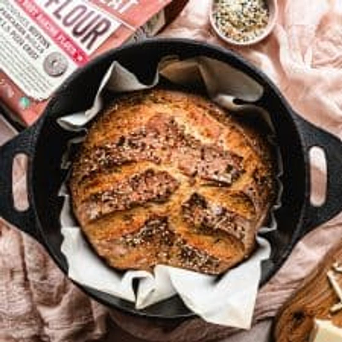 Dutch Oven Bread with Cheddar and Everything Bagel Seasoning