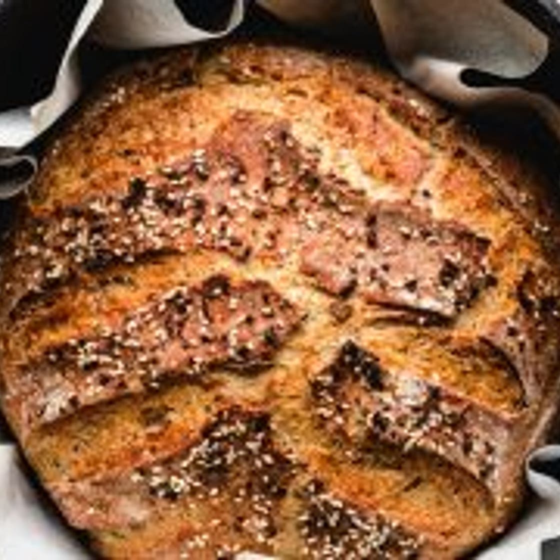 Dutch Oven Bread with Cheddar and Everything Bagel Seasoning
