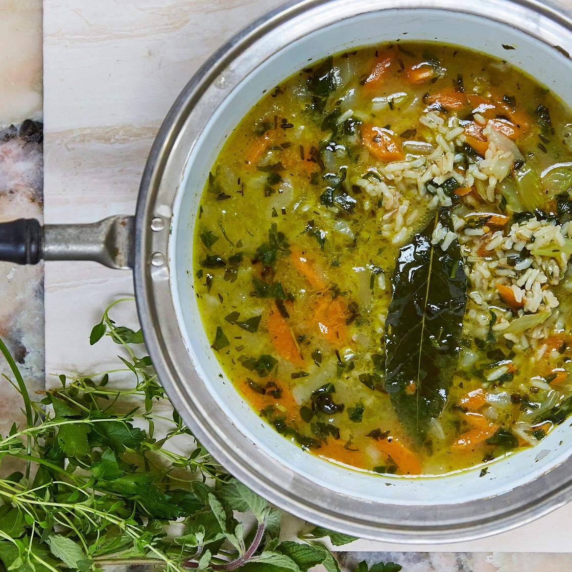 SPRING-CLEAN VEGETABLE BROWN RICE SOUP — Jasmine Hemsley