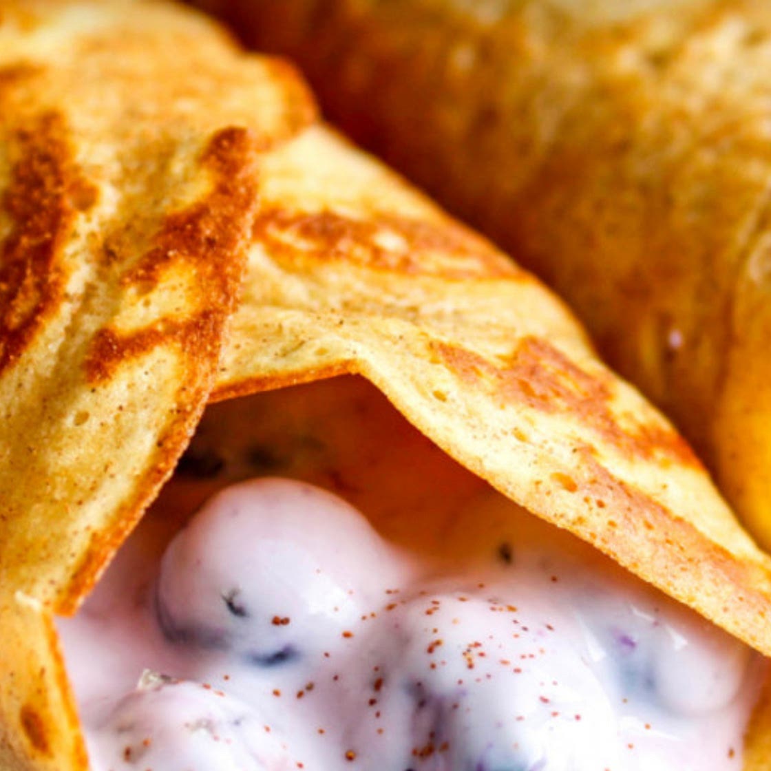 Lemon Crepes with Blueberry Yogurt Filling