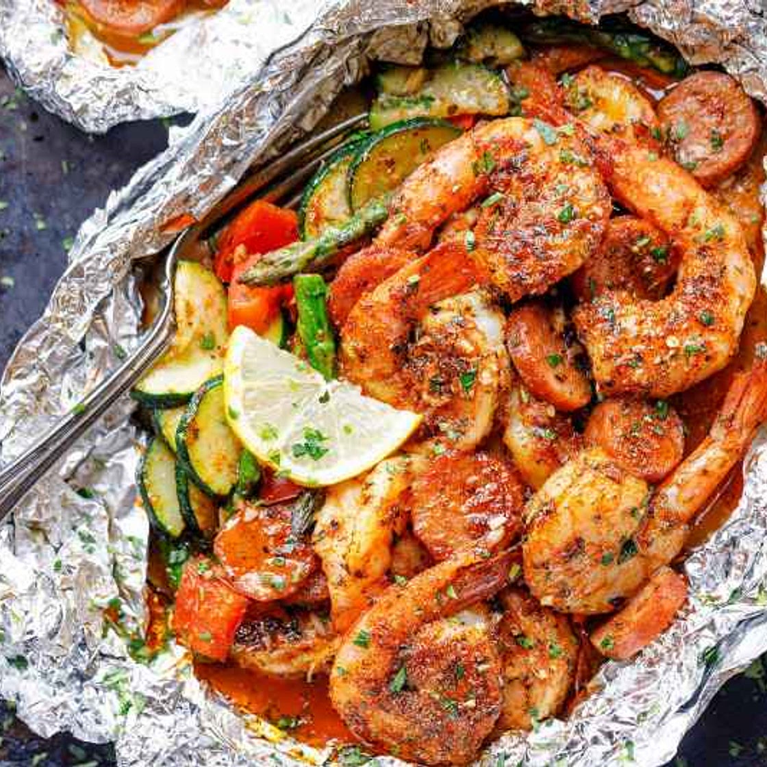 Cajun Sausage Shrimp Foil Packs
