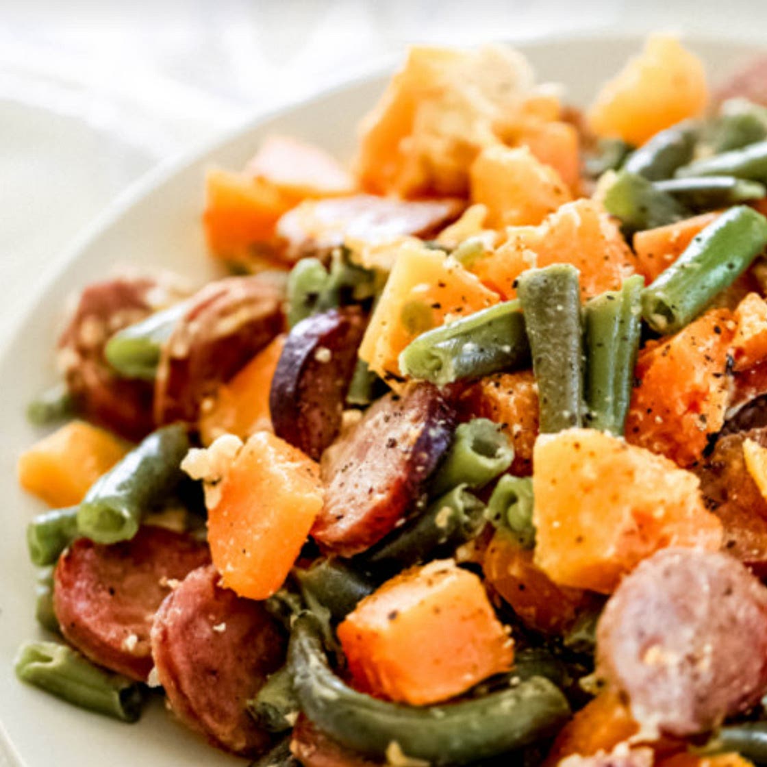 Cheesy Roasted Veggies & Sausage