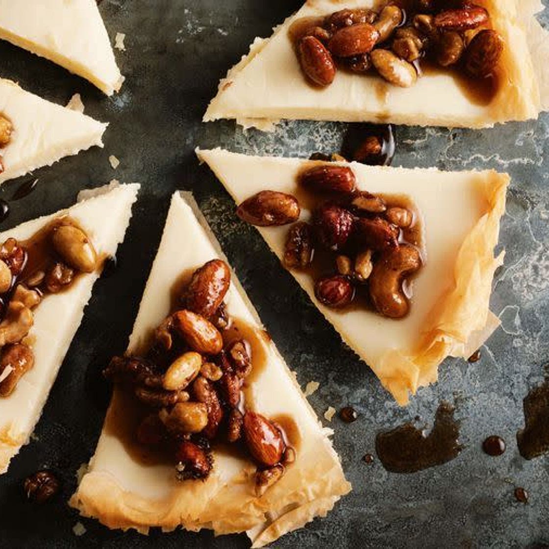 White chocolate filo tart