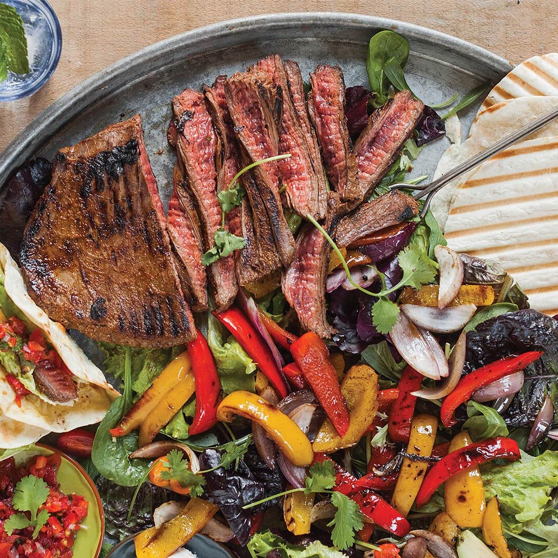 Steak Fajitas with Grilled Capsicum and Onions