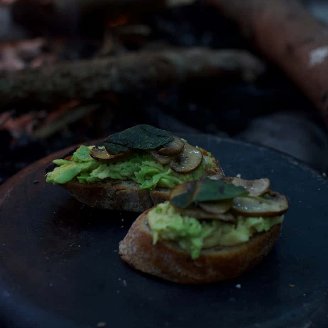 Avocado Mushroom Crostini