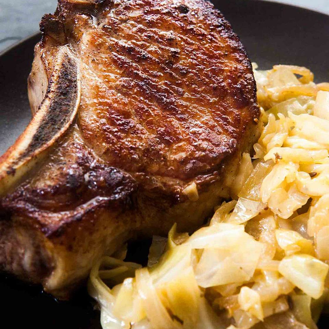 Pork Chops with Braised Cabbage
