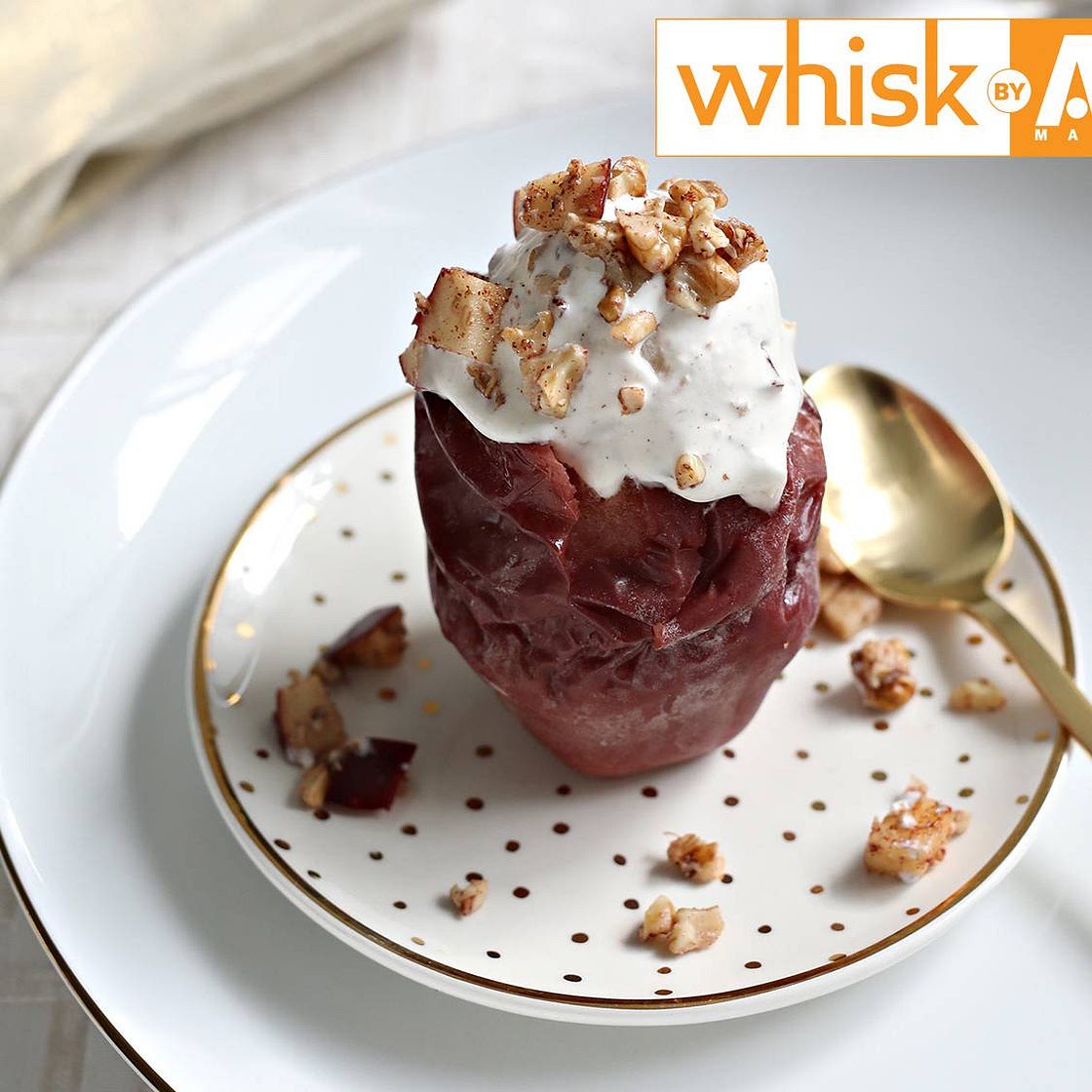 Charoset Ice Cream on a Baked Apple