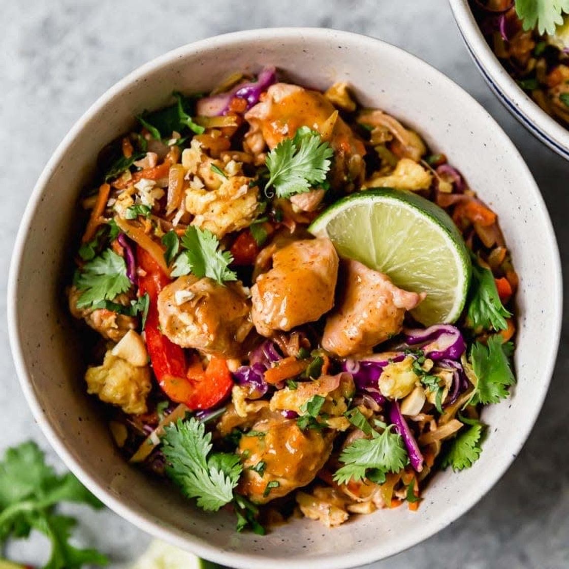 Healthy Chicken Pad Thai (Noodle-free!)