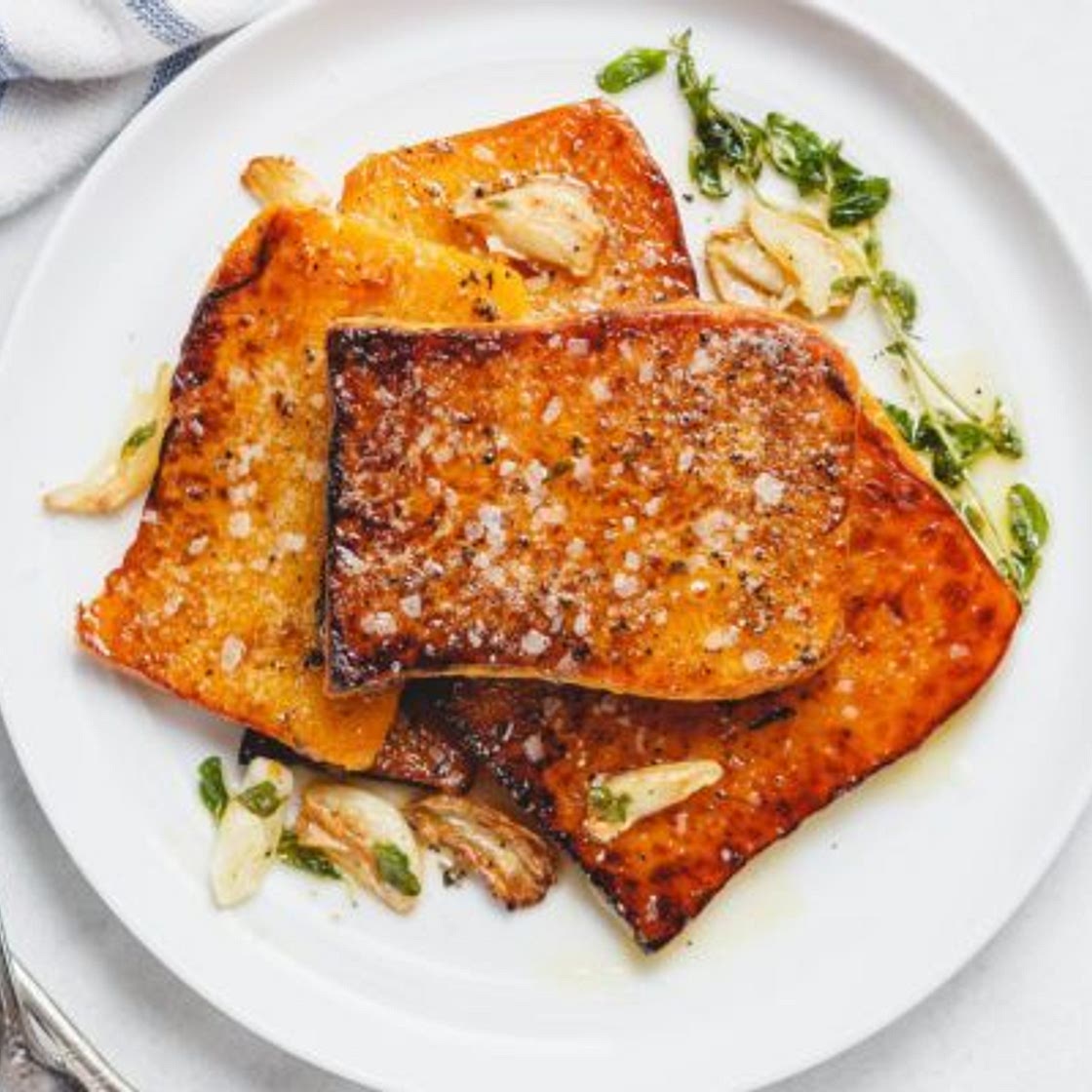 Simple Butternut Squash Steaks with Garlic Butter