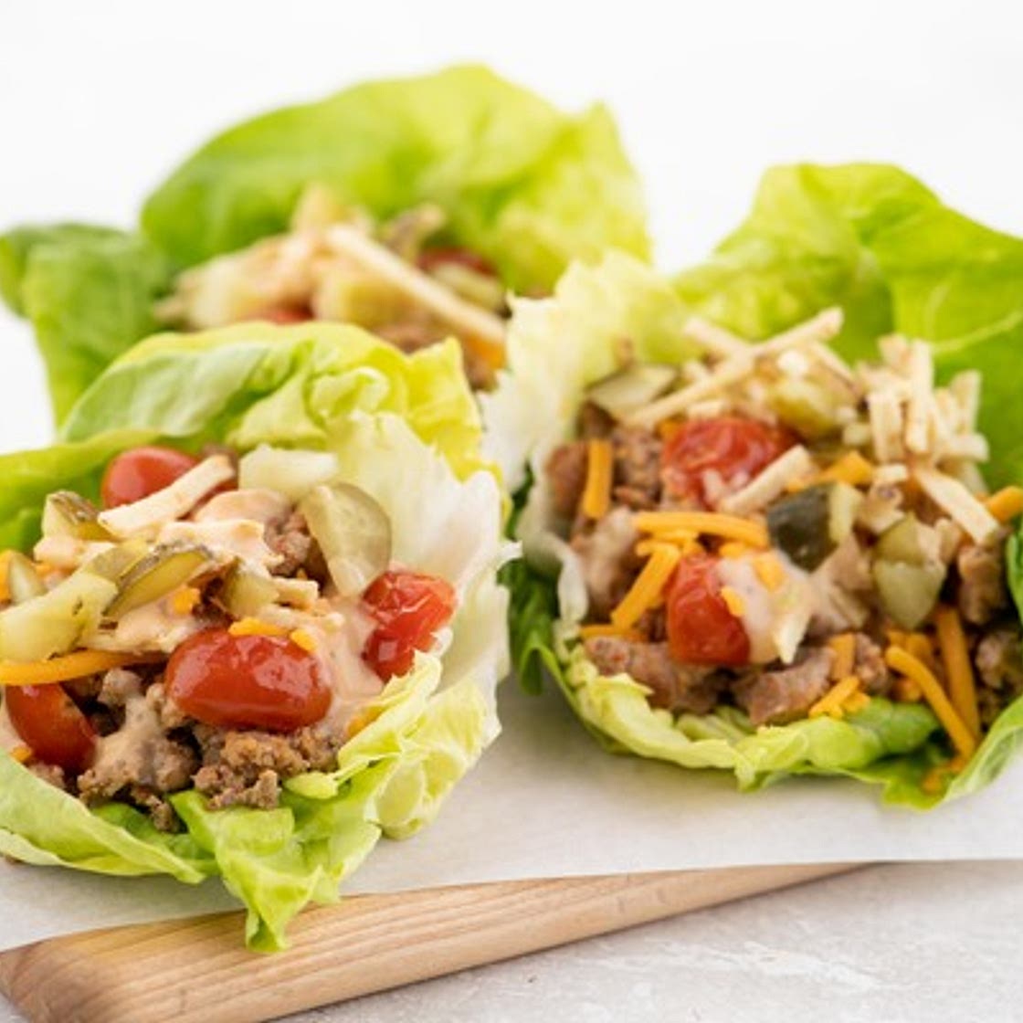 Pork Cheeseburger Lettuce Wraps