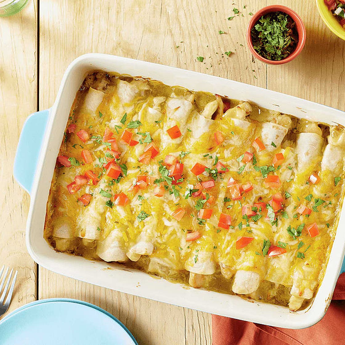 Creamy Green Chile Chicken Enchiladas