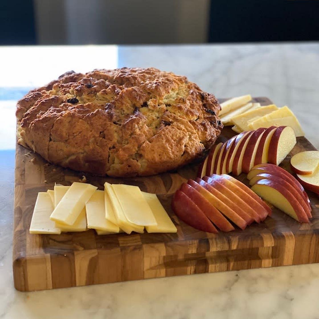 Skillet Irish Soda Bread served with Cheddar and Apples