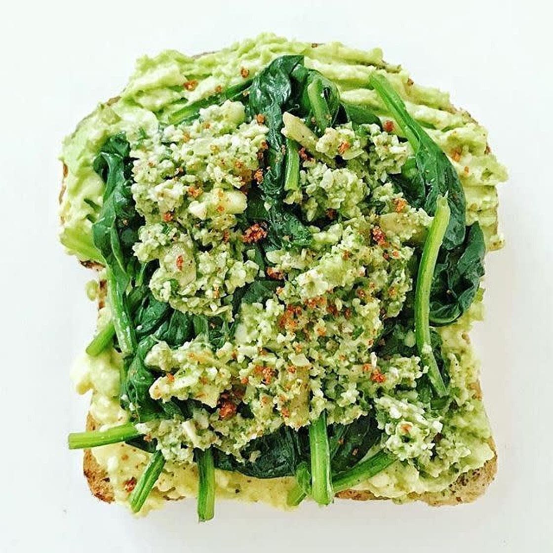 Avocado Sprouted Toast with Sautéed Spinach+ Kale Pesto