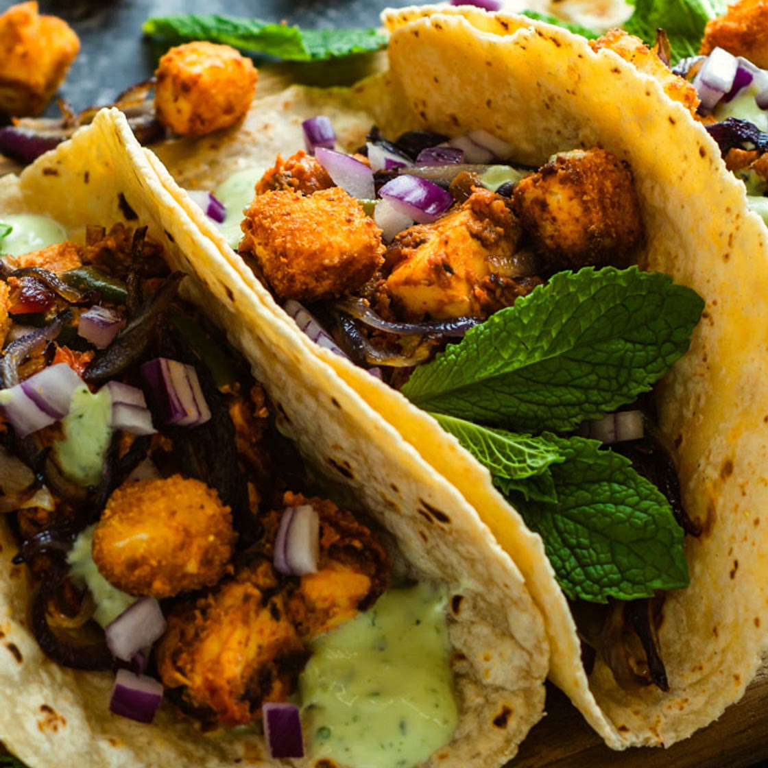 Tofu Tacos with Cilantro Sauce