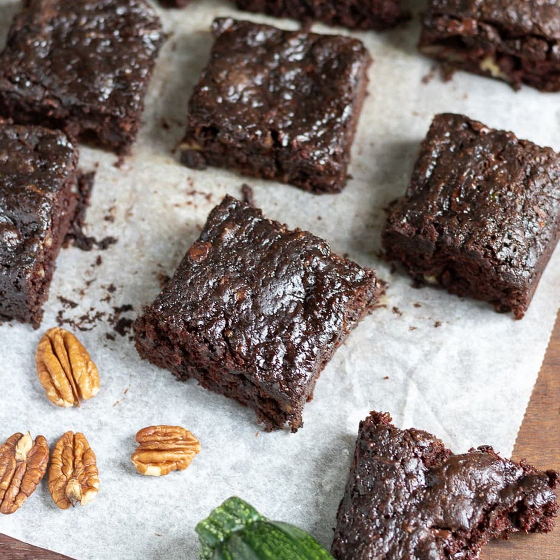 Zucchini Courgette Brownies with Pecans (vegan)