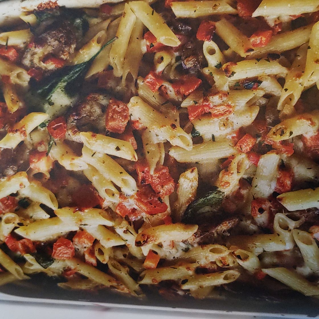 Baked Penne with Sausage, Spinach