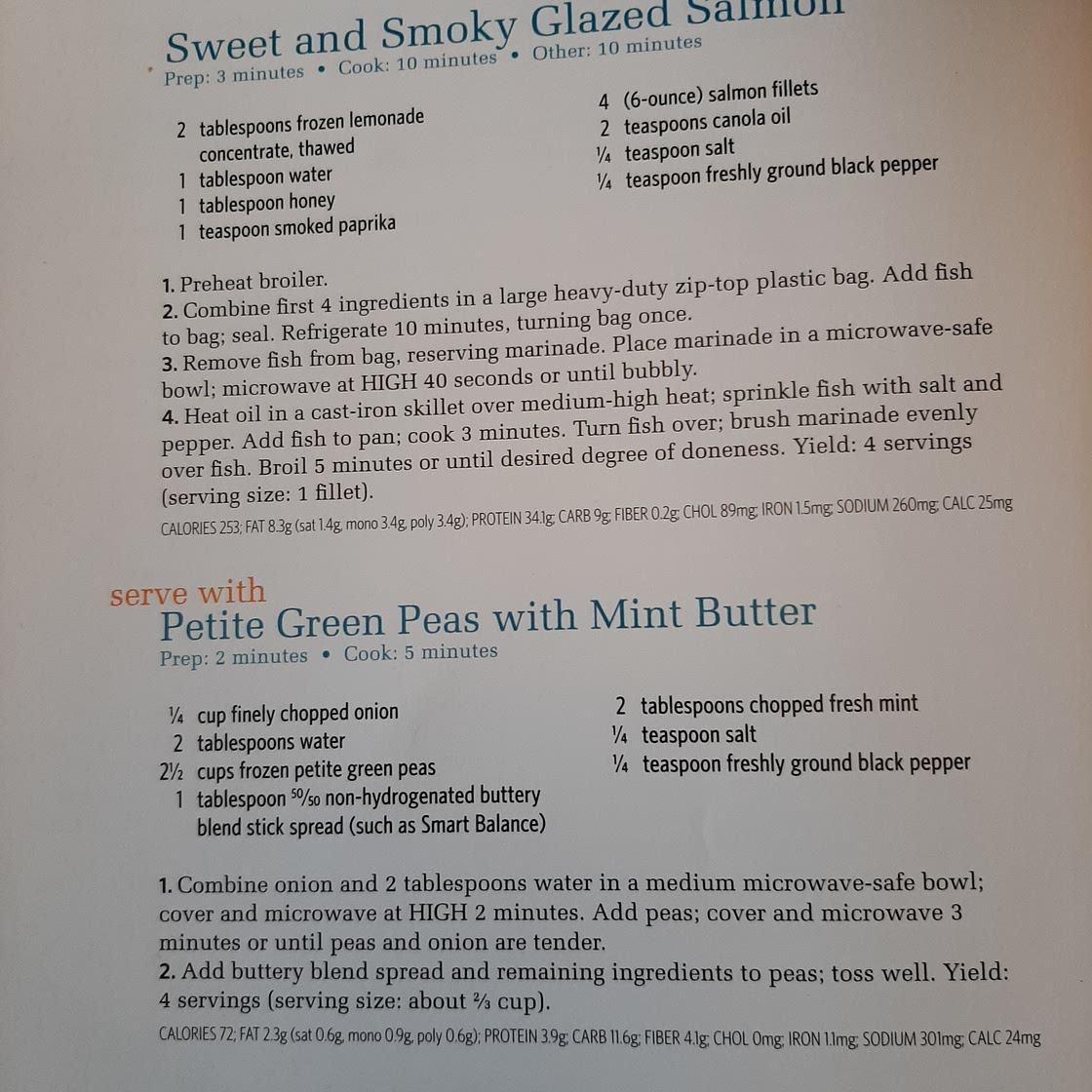 Glazed Salmon and Peas