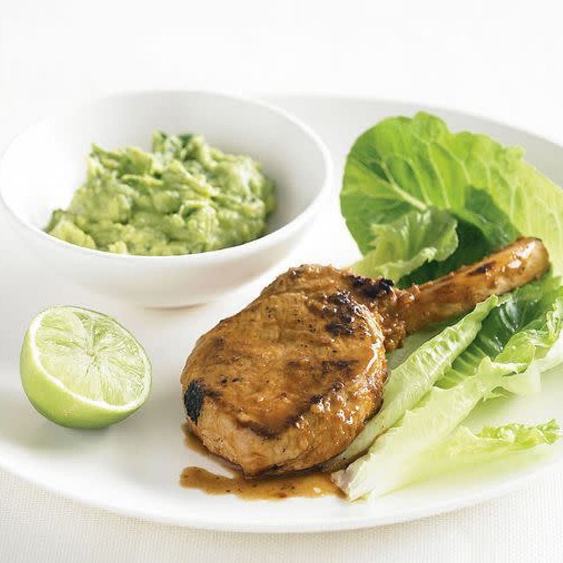 Barbecued peri-peri pork with quick guacamole