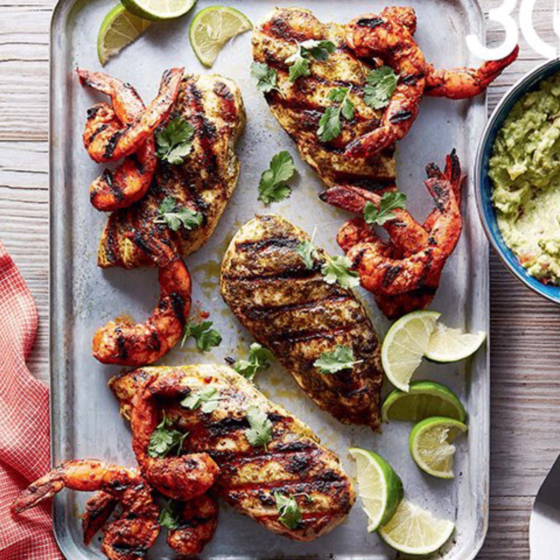 Grilled Cilantro Chicken and Shrimp 
