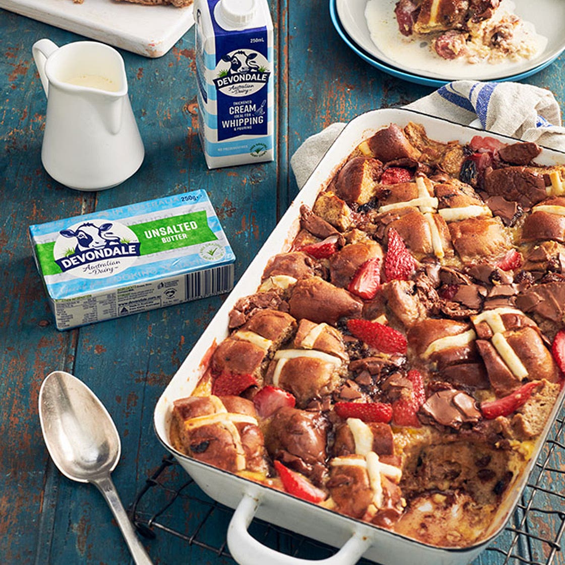 Hot Cross Bun Bread & Butter Pudding