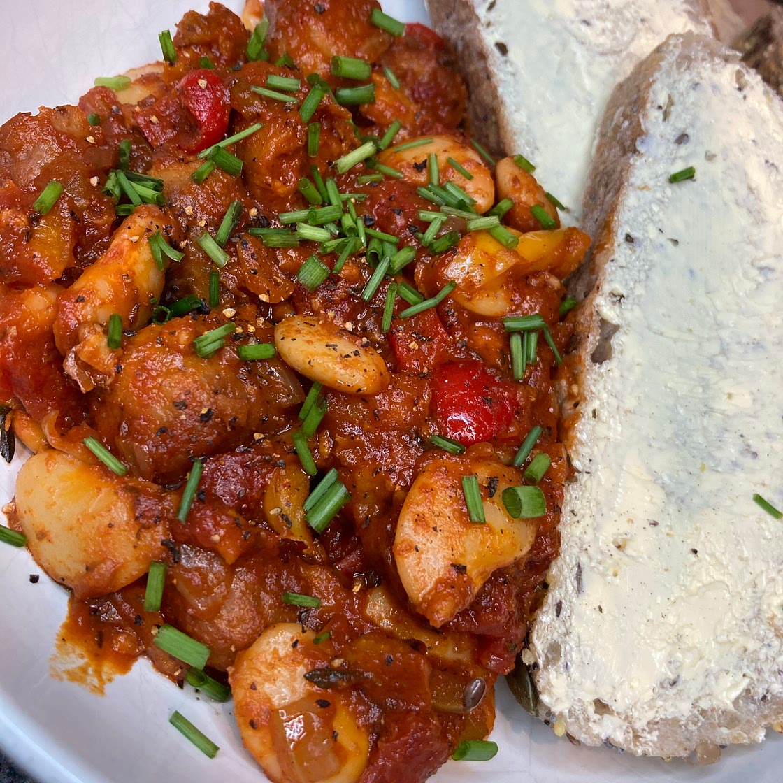 Sausage & Bean Casserole w Crusty Bread