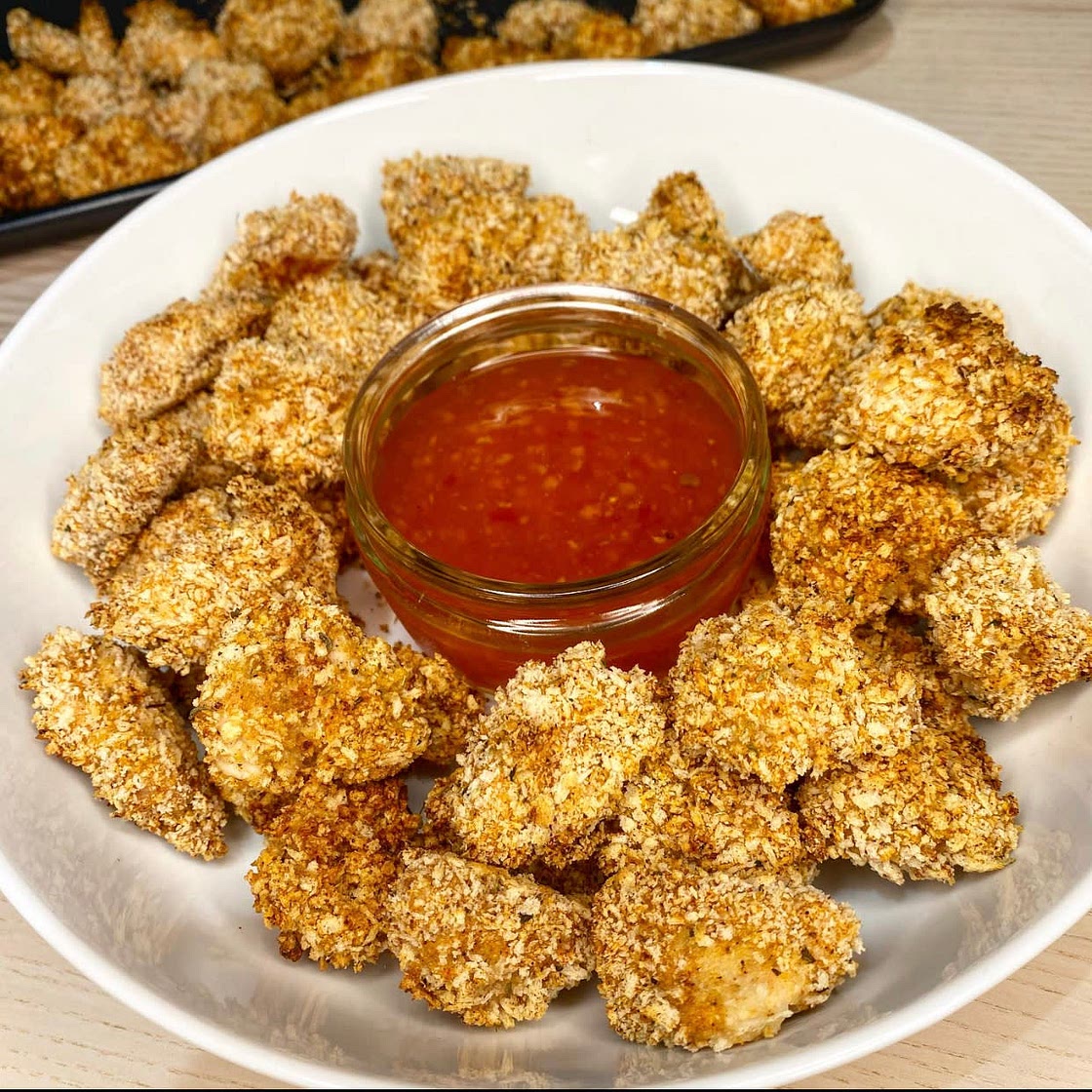 Healthier Baked Popcorn Chicken