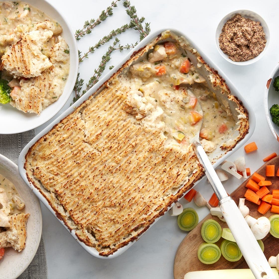 MC - Chicken & leek pie with creamy mash