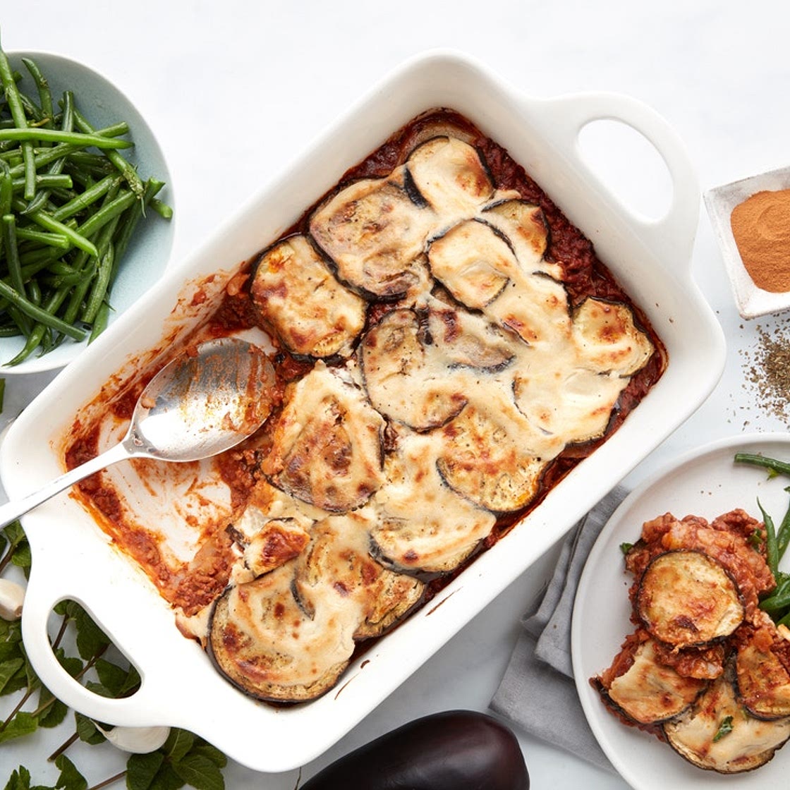 MC - Lamb moussaka with minted green beans