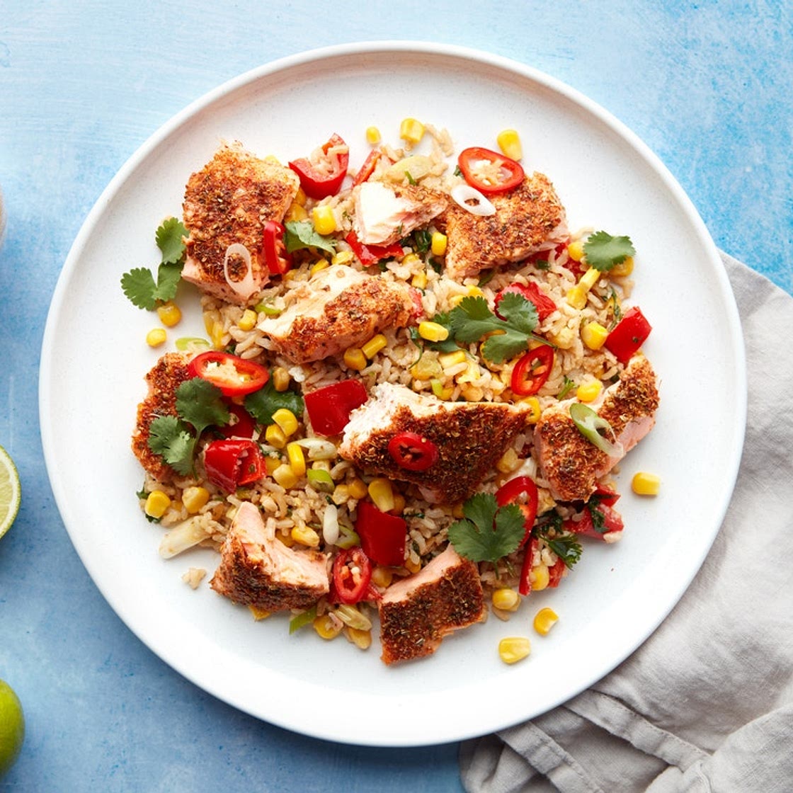 MC - Mexican rubbed salmon, coconut & lime rice